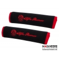 Alfa Romeo Seat Belt Shoulder Pads (set of 2) - Black w/ Alfa Romeo Logo and Red Binding